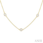 1 1/2 Ctw Bezel Set Oval Cut Diamond Station Necklace in 14K Yellow Gold